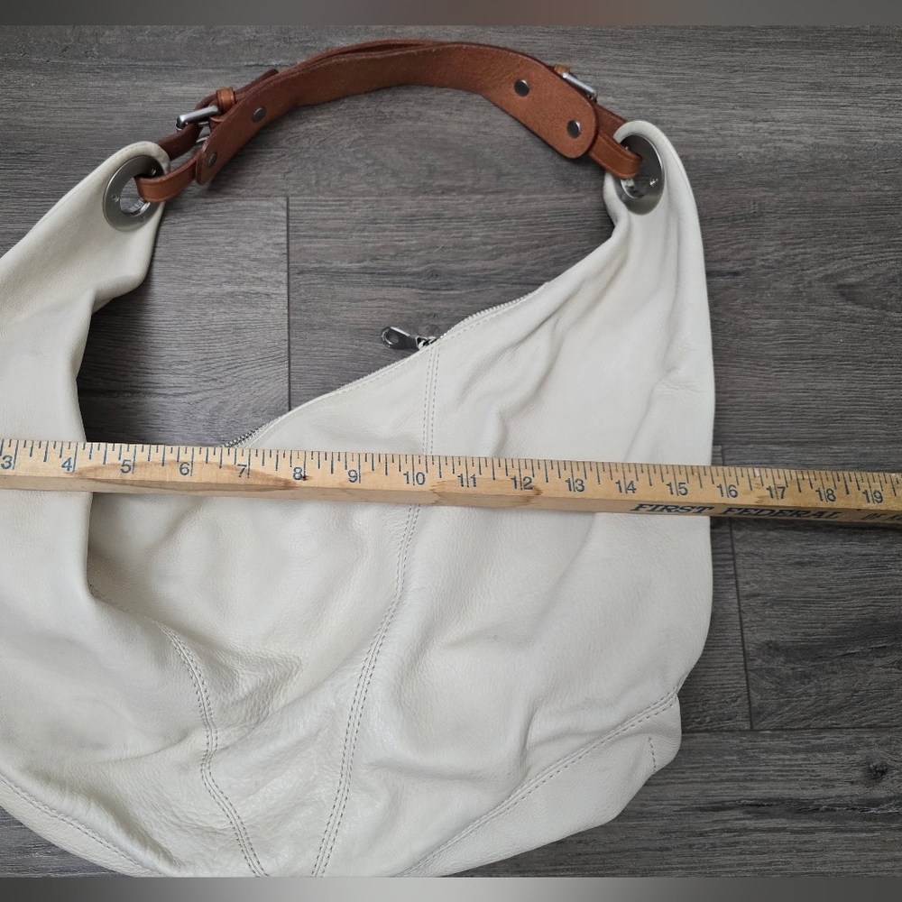 Christopher.kon Leather Slouchy Shoulder Bag Cream Tan Chic Streetwear Boho - Picture 4 of 16